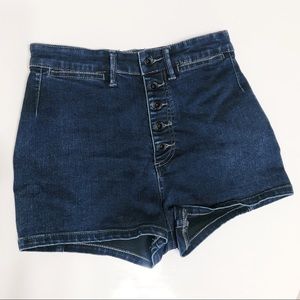 UO BDG High Waist dark denim shorts